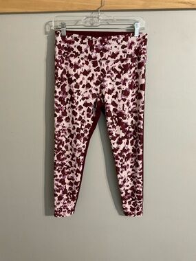 Melaleuca Pink & Burgundy Leopard Print  Brand Logo Ankle Leggings Medium